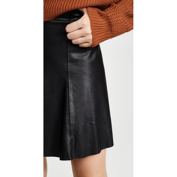 Spanx Faux Leather Flouncy Skirt Very Black Skater Shiny Edgy A-Line Circle Mini - Picture 7 of 12